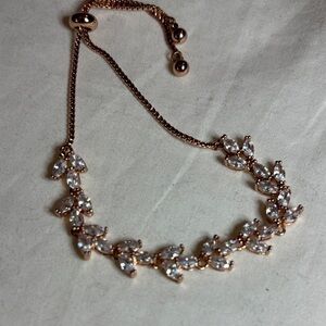 Elegant Rose Gold Bracelet with Clear Stones
